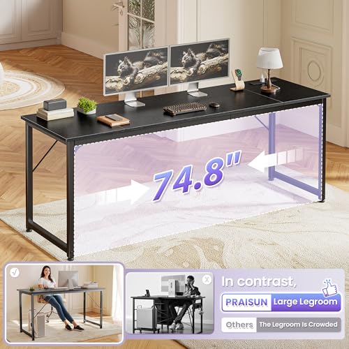 PRAISUN 80 X 24 Inch Computer Desk, Power Outlets, USB-C, Black - color: Black, size: 80inch