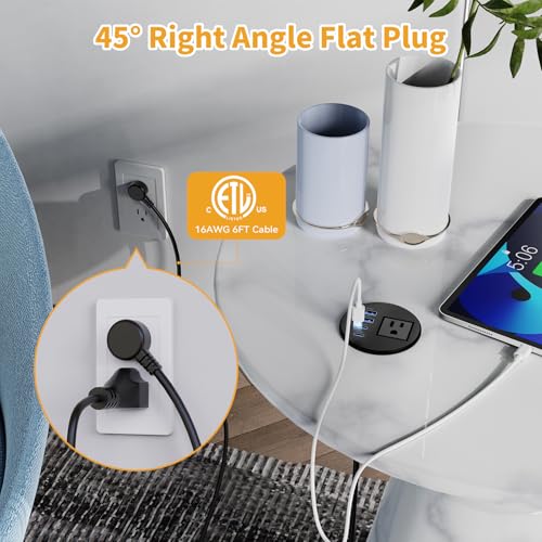 2-1/2" Desk Power Grommet, PD 20W USB-C, 2 AC Outlets | Flush Mount Recessed Outlet for Home, Office, Conference Room, RV Table - size: 2-1/2" Hole