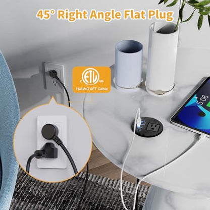 2-1/2" Desk Power Grommet, PD 20W USB-C, 2 AC Outlets - size: 2-1/2" Hole