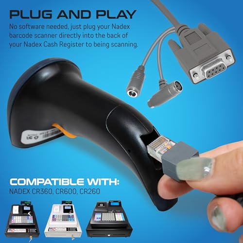 Nadex Handheld Barcode Laser Scanner for Cash Register CR360 / CR600