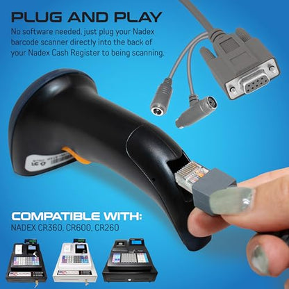 Nadex Handheld Barcode Laser Scanner for Cash Register CR360 / CR600