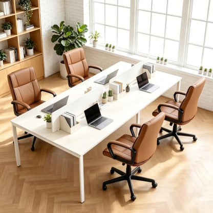 Office Desk Chair Set of 4 Conference Room Chairs Modern Ergonomic Executive Swivel Chair Adjustable Height PU Leather Home Desk Chair with Armrests Comfy Computer Task Chairs with Wheels - color: Brown, size: Set of 4