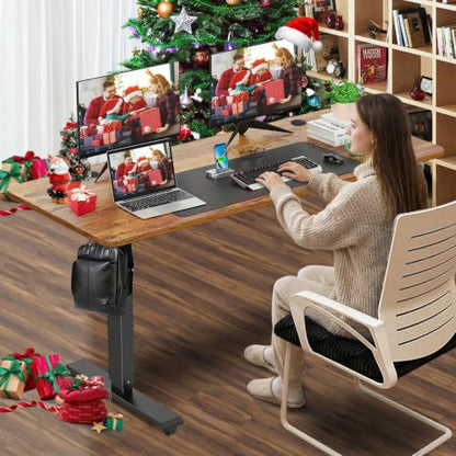 farexon 63x24In Electric Standing Desk Adjustable Height with Mouse Pad - color: Brown, size: 63 x 24''
