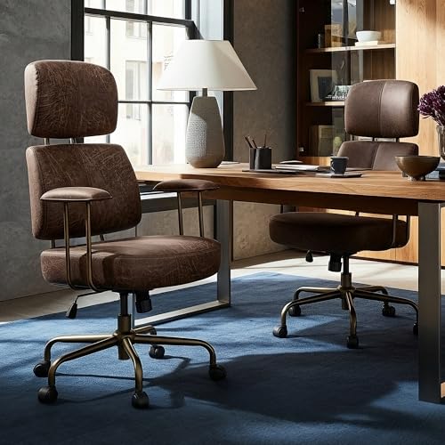 EUREKA ERGONOMIC Cameron Microfiber Suede Office Chair, High Back, Brown - color: Brown, size: High-Back