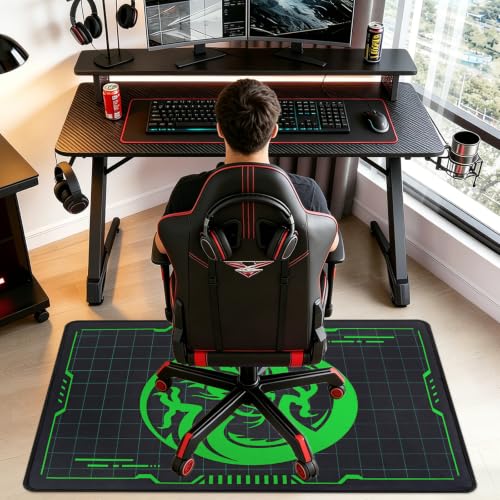 Gaming Chair Mat - Suitable for Hardwood Floors, 35" x 47" Rectangular Floor Mat - color: Greendragon, size: 35"L x 47"W x 0.2"Th for Hard-Floor