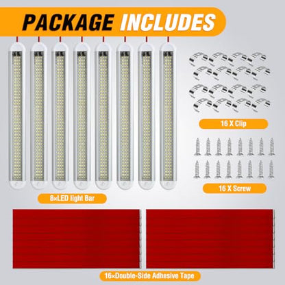 Nilight LED Interior Light Bar 8PCS 12 Inch Strip Lights - color: White Interior Lights-12" 8PCS