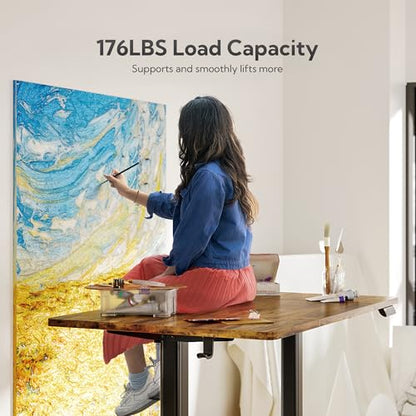 Claiks Electric Height Adjustable Standing Desk, 63x24 Inch, Rustic Brown | Smooth Height Adjustment, 3 Memory Presets, Cable Management Hub&Hook, Stable Steel Frame, 176lbs Capacity, Easy Assembly - color: Rustic Brown, size: 63