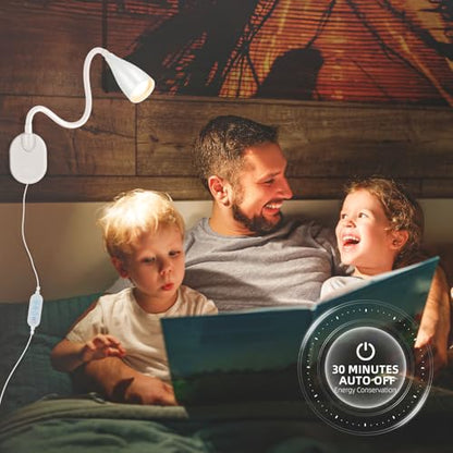 LED Wall Mounted Bedside Reading Light, 3 Color Modes,10 Brightness Dimmable, USB Charging Port, Adhesive Wall Lamp Night Light for Books in Bed, 360° Flexible Eye-Caring Bedroom Lighting White - color: White