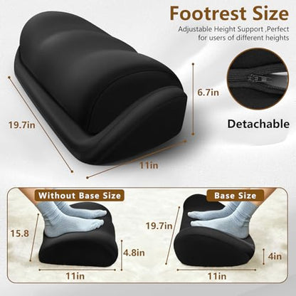 Foot Rest for Under Desk at Work, Adjustable Desk Foot Rest & Foot Stool for Office Work, Gaming Desk Accessories, Multi-Use Leg Rest Pillow for Couch, Bed Sleeping,Washable Cover