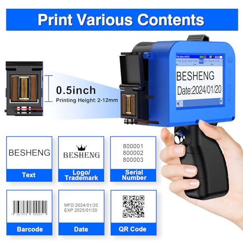 Mini Handheld Inkjet Printer Gun for Date/Batch/QRcode/Text(MP10,0.5") - size: 0.5inch Printer