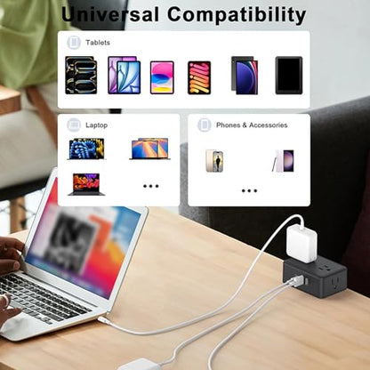 Desk Clamp Power Strip, 8 in 1 Desktop Charging Station with 4 AC Outlets 4 USB Ports 20W PD Fast Charge, Widely Spaced Outlets, 6.56ft Cord, with Overload Protection (US Plug)