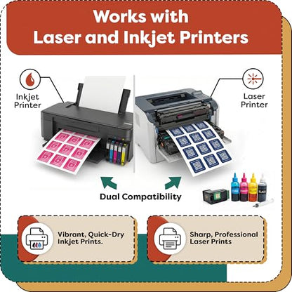 4x5 Printable Labels, Glossy Label Stickers for Laser Inkjet Printer | Blank Clear Label, Shipping Labels Adhesive - Aegis Adhesives Template R022 (500 Sheets, 2000 Stickers)