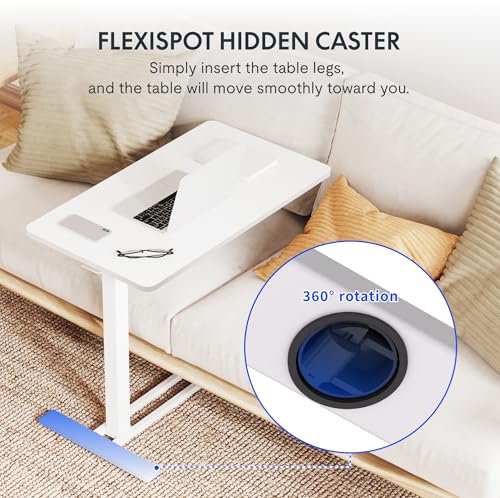 FLEXISPOT 32" Mobile Standing Desk Pneumatic Lift Computer Workstations - color: White, size: 32x18