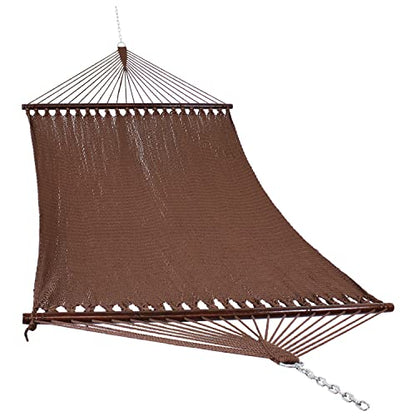 Sunnydaze 75" x 55" Bed, Heavy-Duty Double Rope Hammock for Outside, Mocha - color: Mocha