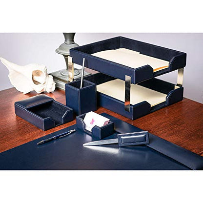 DACASSO Bonded Leather Desk Set - Luxury Leather Desk Pad & Desk Organization Essentials (Navy Blue, 8 Piece) - color: Navy Blue, style: 8 Piece