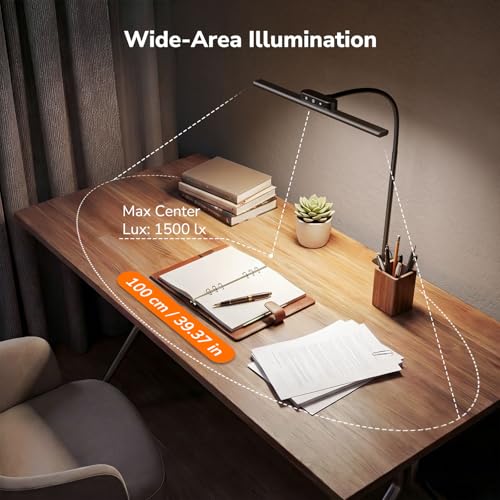 Lepro Led Desk Lamp for Home Office, Desk Light with Clamp, 11W 700LM Black - color: Black