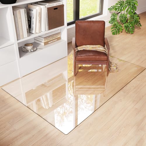 Tempered Glass Chair Mat for Carpet 60"x40", Floor Protector | Ultra Clear Office Chair Mat for Hardwood Floors & Carpets, Heavy Duty 0.2" Scratch-Resistant Surface with Non-Slip Pads - size: 60"x40"