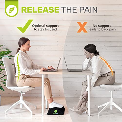 ErgoFoam Ergonomic Foot Rest Under Desk - Premium Velvet Soft Foam Footrest for Desk - Most Comfortable Desk Foot Rest in The World for Lumbar, Back, Knee Pain - Foot Stool Rocker (Black) - size: Regular
