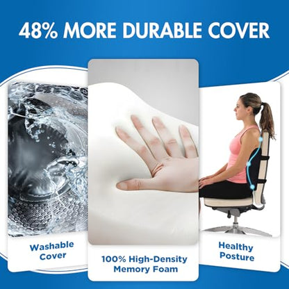 Niceeday Lumbar Support Pillow for Office Chair Car, Gaming Chair Lower Back Pain Relief Memory Foam Cushion with 3D Mesh Cover Ergonomic Orthopedic Back Rest Lower Back Support - size: Lower Back-13'*13'*5'