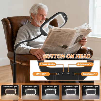 Floor Magnifying Glass with Light and Stand, 30X 10X Floor Magnifying Lamp