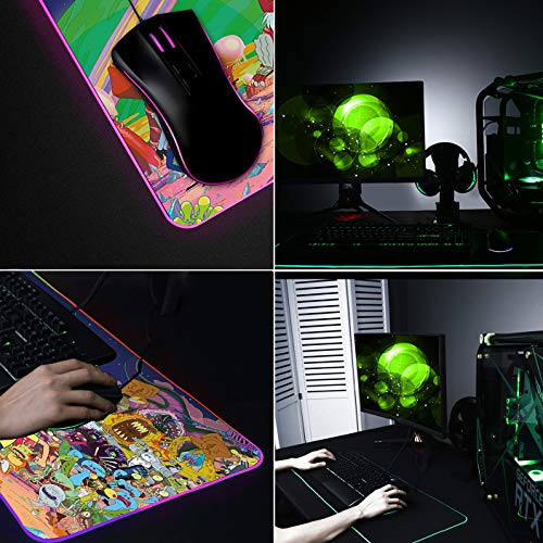 RGB Mouse Pad, Imegny Large Extended Soft Led Mouse Mat with Different Lighting Modes, 900 x 400mm / 35.4 * 15.7Inch - color: 90x40 Rgrikrun