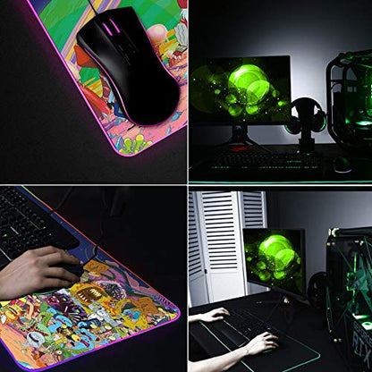 RGB Mouse Pad, Imegny Large Extended Soft Led Mouse Mat with Different Lighting Modes, 900 x 400mm / 35.4 * 15.7Inch - color: 90x40 Rgrikrun