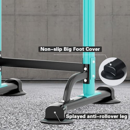 soges Power Tower Pull Up Bar Station, Free Standing Pull Up Rack Dip Station for Home Gym, Height Adjustable Home Strength Training Fitness Workout Equipment - color: Blue