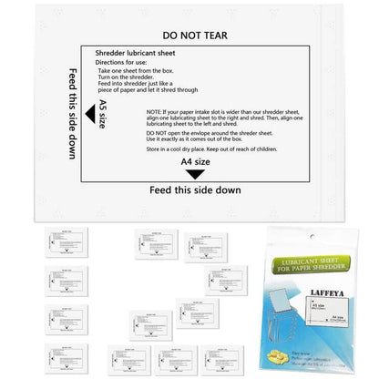 laffeya Shredder Lubricant Sheets, 12 Paper Shredder Sharpening & Cleaning - size: 12 Pack