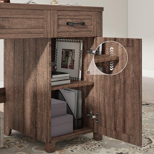 Vabches Farmhouse 47" Executive Desk with Drawers, Red-Brown - color: Red-brown, size: 47"W