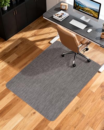Soimeat Office Chair Mat for Hardwood Floor, 35.4" x 47.2" Non-Slip Desk Computer Chair Mat, PVC Floor Mat for Rolling Chair, Heavy Duty Wood/Tile Floor Protector Desk Rug for Home, Dark Grey - color: Dark Grey, size: 35.4" x 47.2"