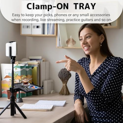 BILIONE Mic Stand Tray 10.6" x 7.8" Large with Crab Clamp for Mixers & Gear - style: Tray