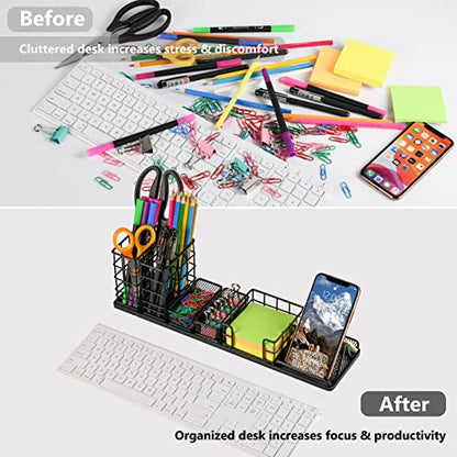 Topwey 7 in 1 Desk Organizer and Accessories | School, Home, Office - color: Jet Black