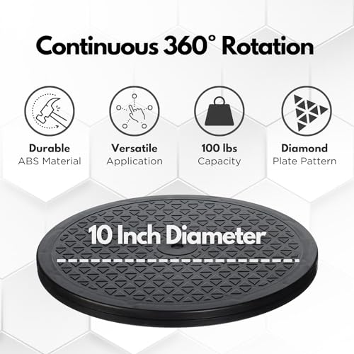 LapWorks 10 inch Heavy-Duty Swivel Base - 0.8" Profile, Supports 100lbs - 360˚ Rotating Turntable and Lazy Susan Stand for Monitors, Computers, Plants, More - size: 10-Inch