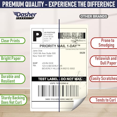 Dasher Products Thermal Shipping Labels Compatible with Dymo LabelWriter 4XL 1744907 4x6 Internet Postage Labels, Water Resistant, Strong Adhesive, Perforated, 220 per Roll, NOT for 5XL (4 Pack) - style: 4XL - 4 Rolls