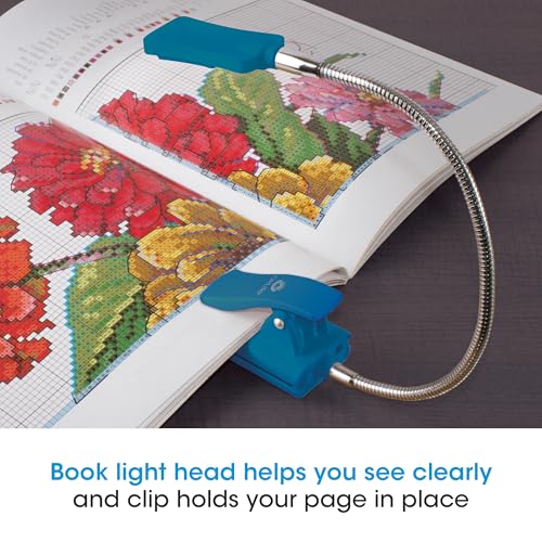 OttLite LED Clip-On Magnifier Lamp with Optical Grade Magnification, White | 2-in-1 Clip and Sewing Machine Lamp | 3x Optical Magnifier with 5x Spot Viewer | USB or Battery-Powered - color: Blue