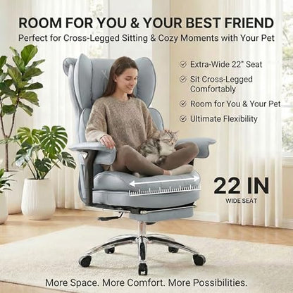 Big & Tall Office Chair, 400lbs Executive Chair with Footrest, Gray - color: Grey