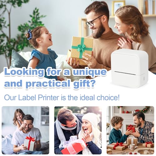 Sticker Printer with 4 Roll Paper Portable Inkless Printer - White - color: White