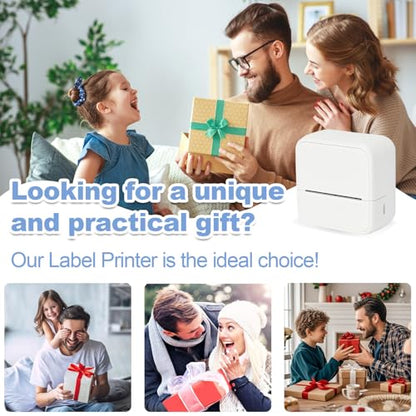 Sticker Printer with 4 Roll Paper Portable Inkless Printer - White - color: White