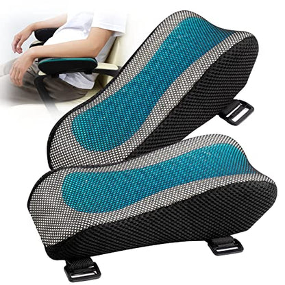 Office Chair Armrest Pads, Cooling Gel Computer Chair Arm Pads, Memory Foam Ergonomic Armrest Cushion for Gaming (2 Pack)