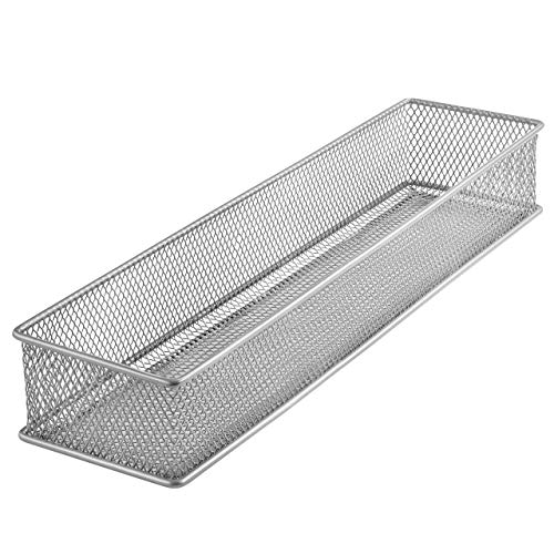 Ybm Home Silver Mesh Drawer Cabinet and or Shelf Organizer Bins, School Supply Holder Office Desktop Organizer Basket 1592s (1, 3x12x2 Inch) - size: 3x12x2 Inch