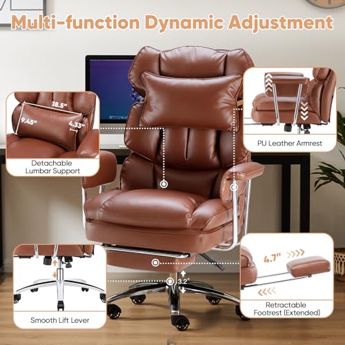 Sweetcrispy Executive Home Office Chair, Ergonomic Desk Chair - color: Brown