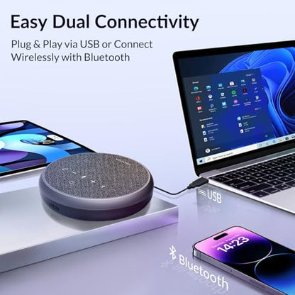Conference Speakerphone, 3 AI Mics 360 Voice Pickup, AI Noise Reduction - color: FreeChat 101(3 Mics)