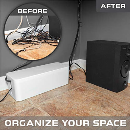 Iron Forge Cable Cable Management Box, 2 Pack - White, Hook & Loop Keepers - color: White