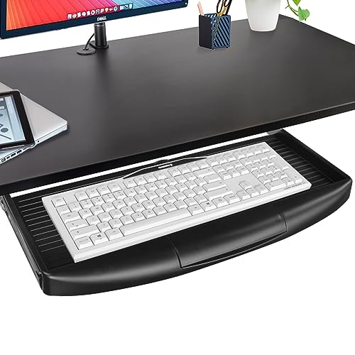 22"Wx11"D Under Desk Keyboard Tray Slide Out, Pull Out Keyboard Tray for Desk, Keyboard Holder Under Desk,Sturdy Keyboard Shelf Under Desk, Black Keyboard Drawer Desk Extender - size: 22"Wx11"D