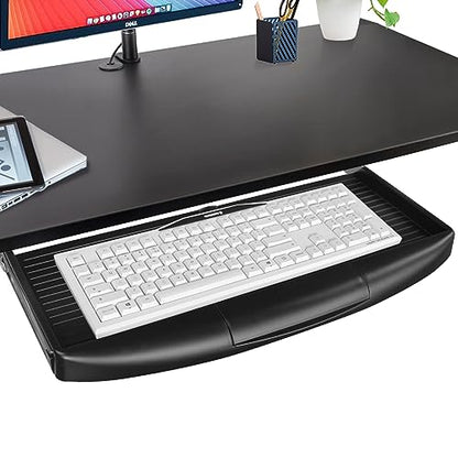 22"Wx11"D Under Desk Keyboard Tray Slide Out, Pull Out Keyboard Tray for Desk, Keyboard Holder Under Desk,Sturdy Keyboard Shelf Under Desk, Black Keyboard Drawer Desk Extender - size: 22"Wx11"D