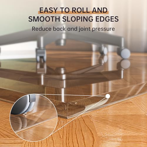 [Tempered Glass] 36“ x 36” Beveled Edge Glass Chair Mat with Polished Edge Clear Office Chair Mat, Glides Smoothly, Suitable for Carpet or Hardwood Floors - size: 36“x36”