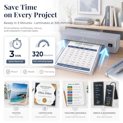 MAXDONE Laminator Machine 9-Inch - 5-in-1 Thermal Laminator Kit | with 50 Laminating Sheets, Fast Warm-Up, Paper Trimmer & Corner Rounder for Photos, Documents, Home, School & Office