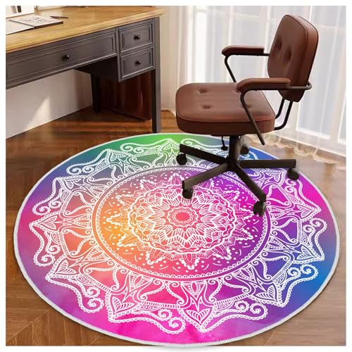 4ft/48in Home Office Chair Mat for Hardwood Floor, Anti-Slip Desk Chair Mats, Computer Gaming Chair Mats for Rolling, Low Pile Carpet Floor Chair Mat(Colorful-1) - color: Colorful-1