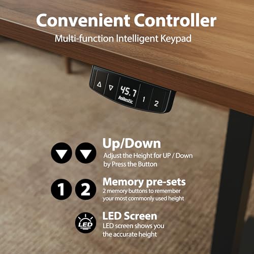 Agilestic Electric Height Adjustable Standing Desk, 63 Inch, Dark Walnut | Smooth Height Adjustment, Memory Presets, Hooks, Stable Steel Frame,154 lbs Capacity, Easy Assembly, Splice Board - color: Dark Walnut, size: 63 x 24 Inch