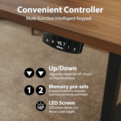 Agilestic Electric Height Adjustable Standing Desk, 63 Inch, Dark Walnut | Smooth Height Adjustment, Memory Presets, Hooks, Stable Steel Frame,154 lbs Capacity, Easy Assembly, Splice Board - color: Dark Walnut, size: 63 x 24 Inch